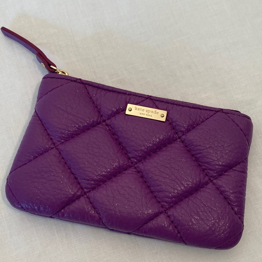 Kate Spade Quilted Purple Leather Wristlet wallet